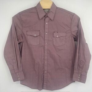 Wrangler Wrancher Men's Burgundy Geometric Pearl Snap Long Sleeve Size Medium